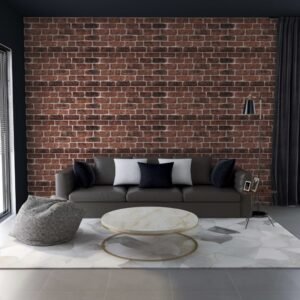 3D Wall Panels with Dark Brown Brick Design 10 pcs EPS