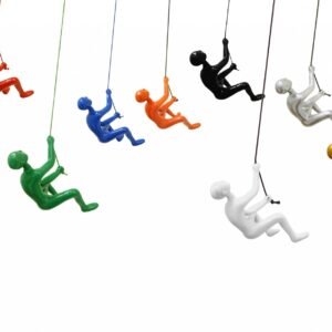Set of Nine 6" White Black Gold Silver and Rainbow Climbing Man Resin Wall Decor