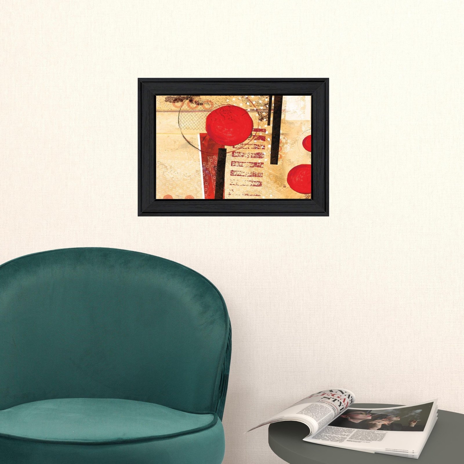 Circular Abstract Wall Art 2 Black Framed Canvas Print - Image 6