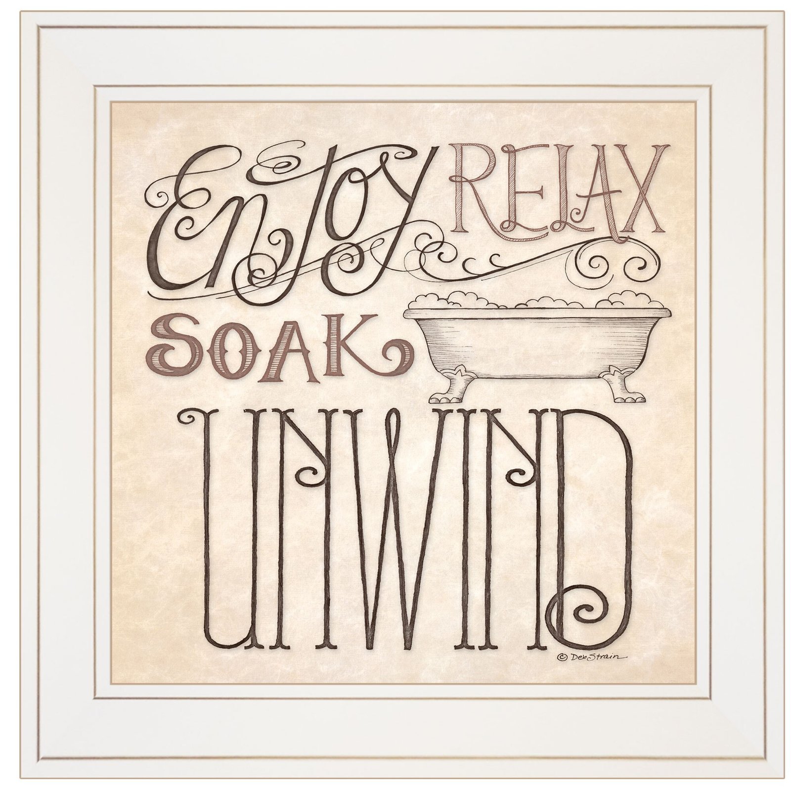 Soak and Relax 2 White Framed Print Bathroom Wall Art - Image 2