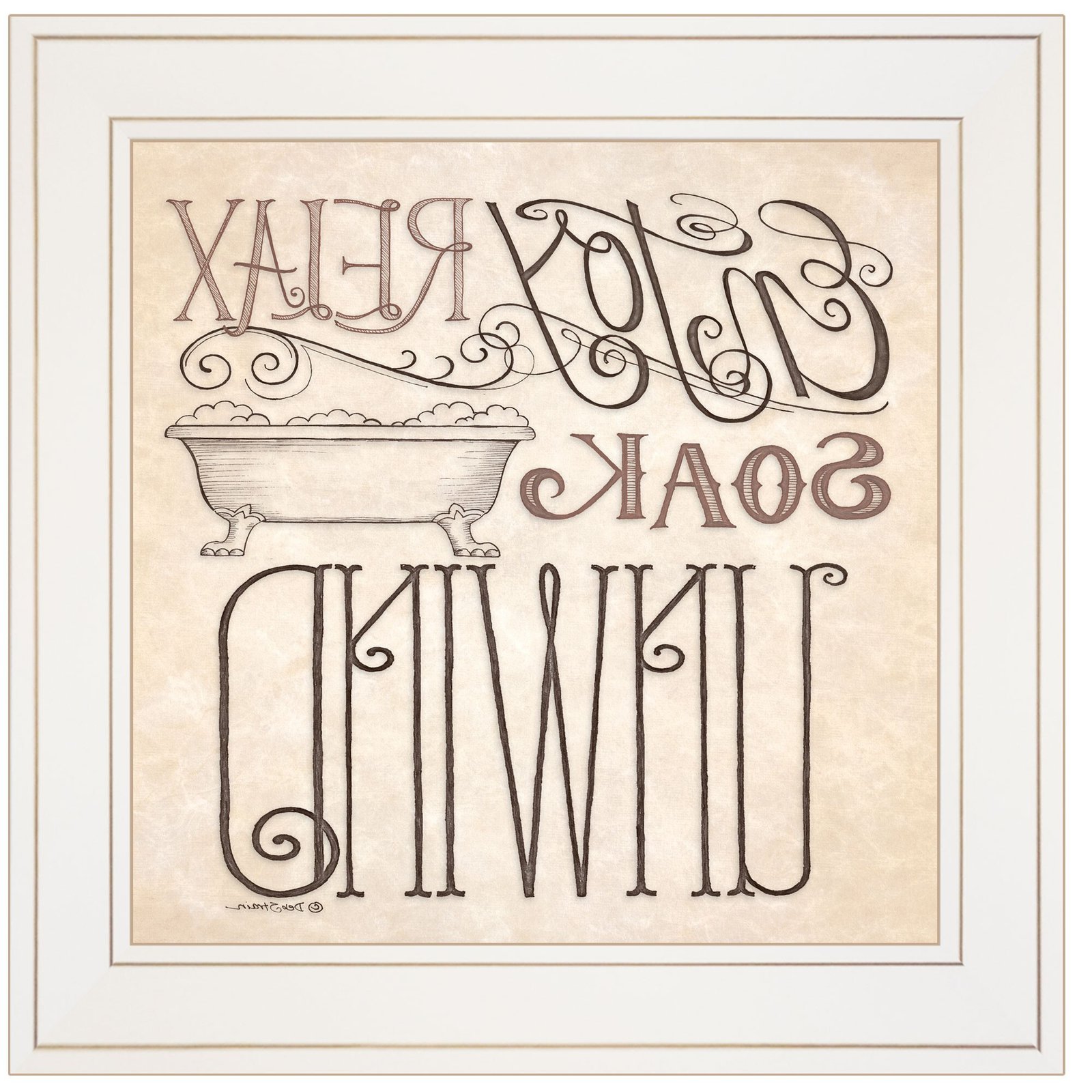 Soak and Relax 2 White Framed Print Bathroom Wall Art - Image 5
