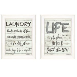 Set Of Two Loads of Fun 1 White Framed Print Bathroom Wall Art