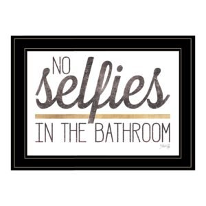 No Selfies in the Bathroom 6 Black Framed Print Bathroom Wall Art