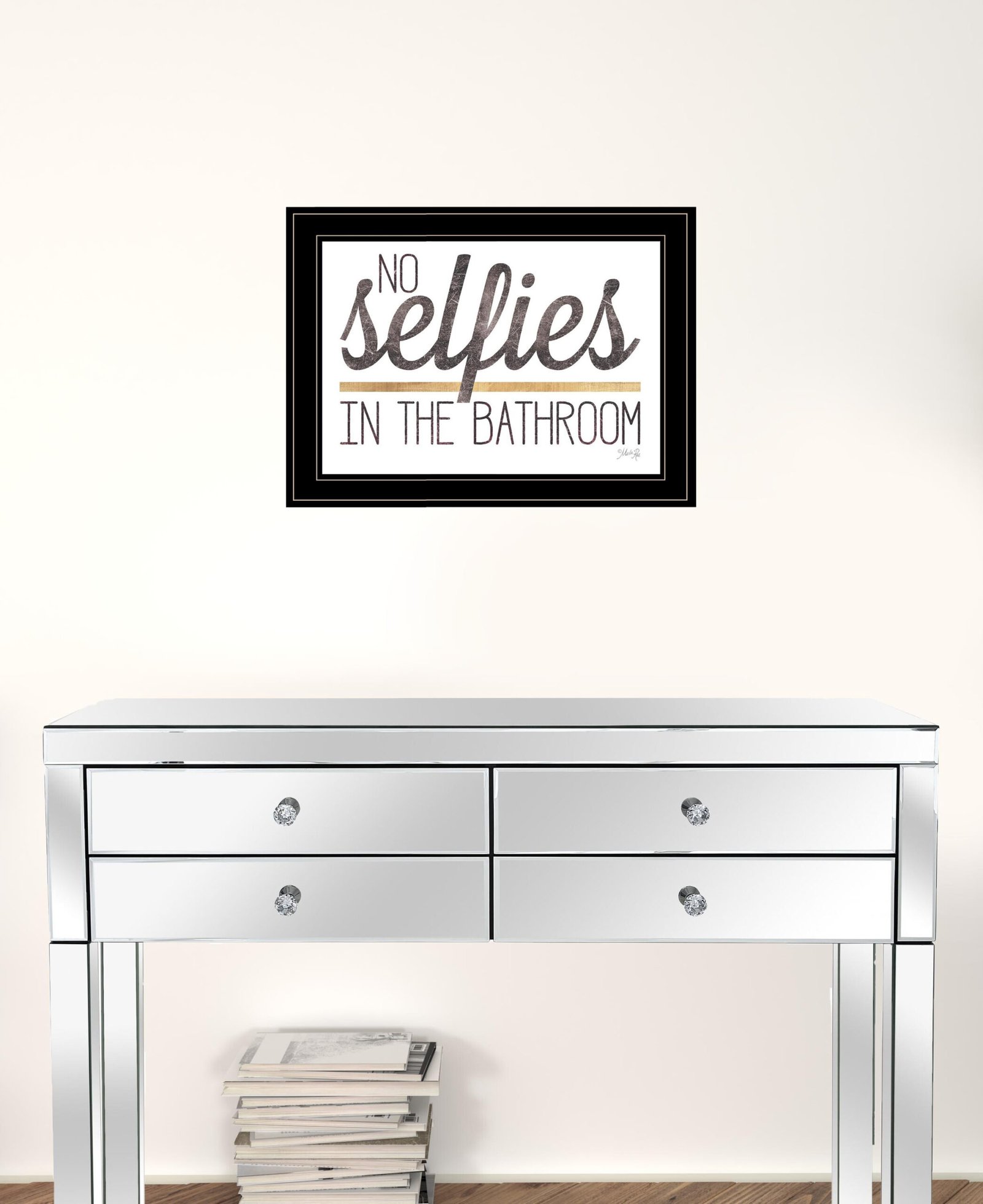 No Selfies in the Bathroom 6 Black Framed Print Bathroom Wall Art - Image 6