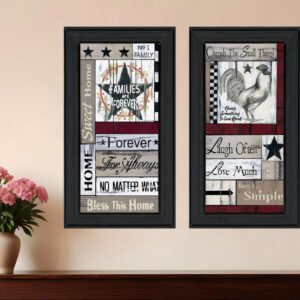 Set Of Two Family Wisdom Black Framed Print Wall Art