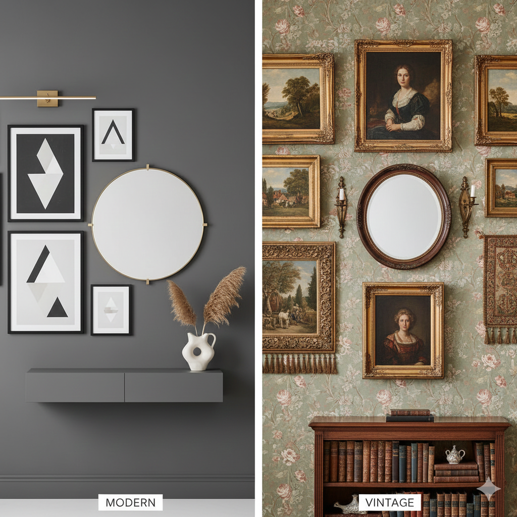 modern wall decor vs vintage