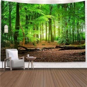Green Forest Natual Scenery Design Nordic Fashion Background Cloth Home Wall Decorational Tapestry